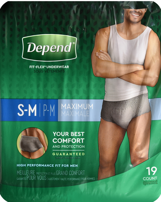 Depend Men's Fit-Flex Underwear Maximum Absorbency S/M 19ct