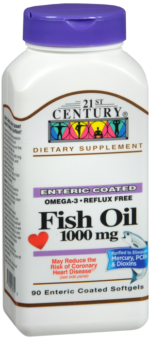 21st Century Omega-3 Fish Oil 1000mg Enteric Coated Softgels 90ct