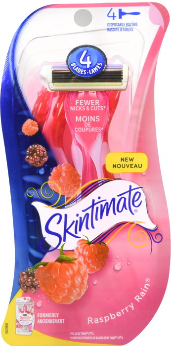 SKINTIMATE RASPBERY RAIN 4 BLD RAZOR 4CT