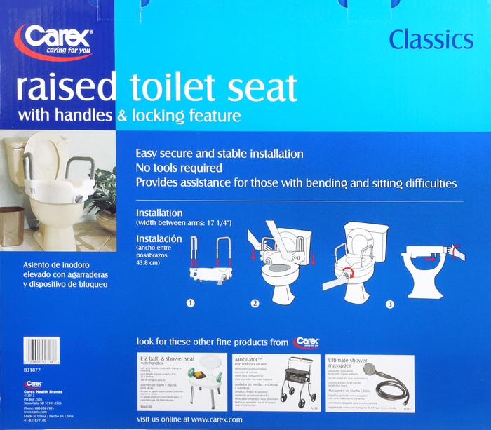 Classics Raised Toilet Seat with Armrests 1ct