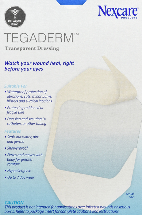 Nexcare Tegaderm Transparent Dressing Waterproof 2.375 in x 2.75 in 8ct