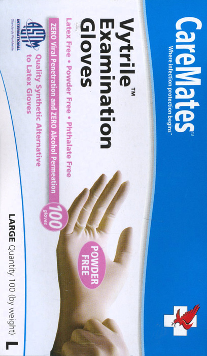 Gloves CareMates Vytrile Powder-Free L 100ct