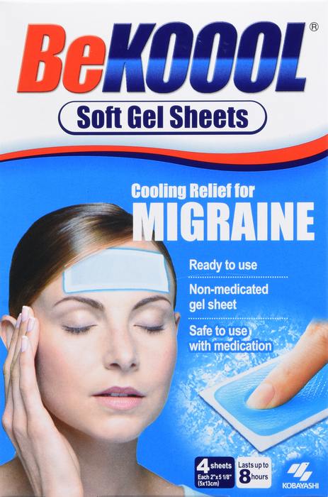 Be Koool Adult Migraine Cooling Relief Gel Sheets 4ct