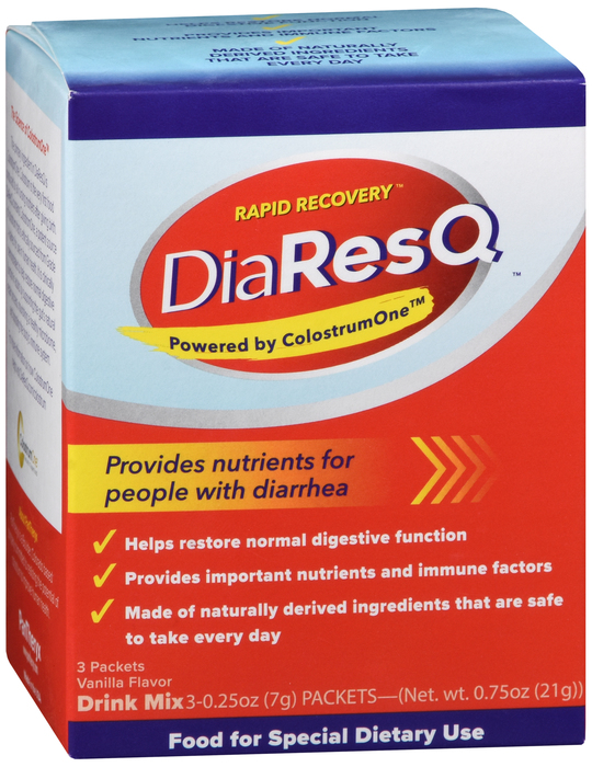 DiaResQ Rapid Recovery Diarrhea Relief Vanilla Drink Mix 3ct