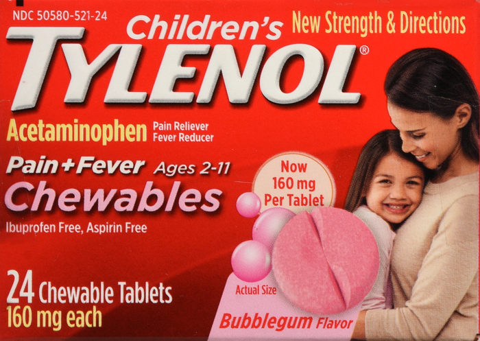 Children's Tylenol Pain + Fever 160mg Acetaminophen Bubblegum Chewable Tablets 24ct