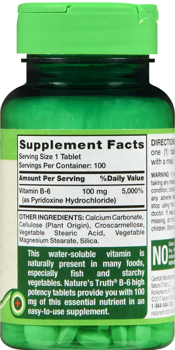 VIT B-6 100MG TAB 100CT NAT TRUTH