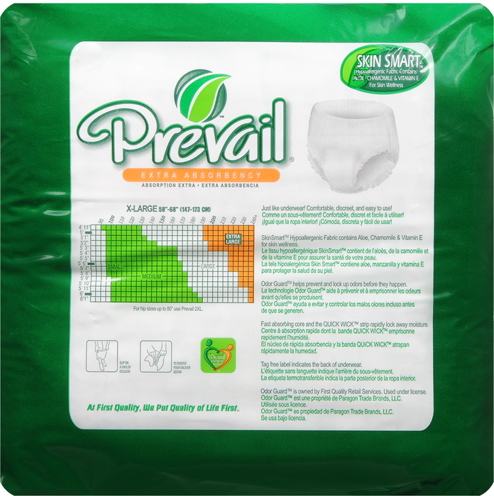 Prevail Underwear X-Large Extra Absorbency 58-68" 4x14ct