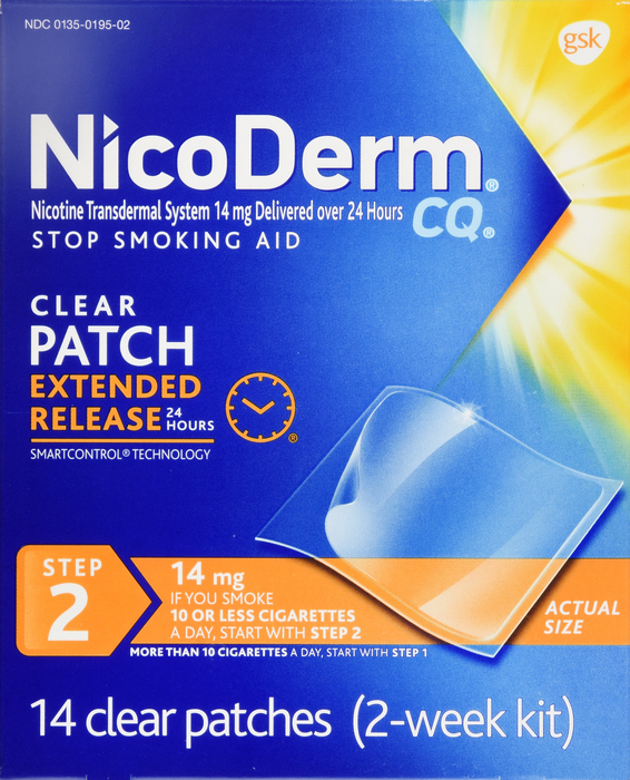 NicoDerm Nicotine Patches 14mg Step 2 Clear Patches 14ct