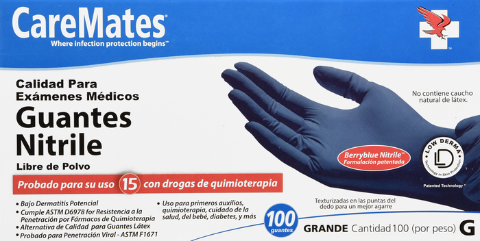 CareMates Powder-Free Nitrile Examination Gloves Large 100ct