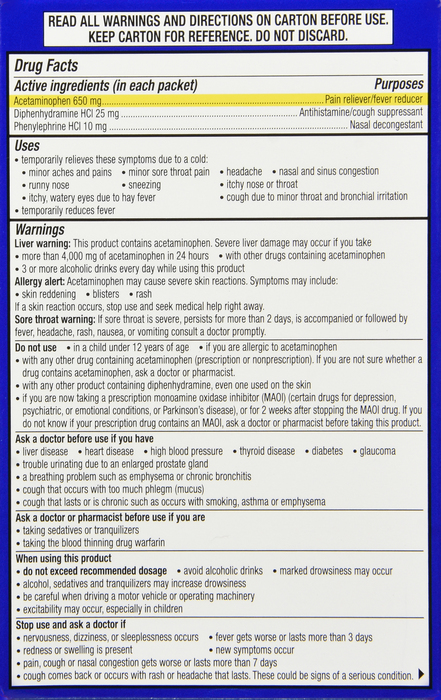 Theraflu Severe Cold & Cough Nighttime Packets 6ct