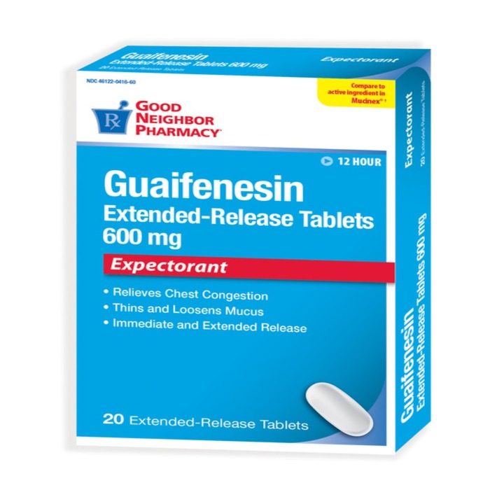 Good Neighbor Pharmacy Mucus ER Guaifenesin 600mg Tablets 20ct