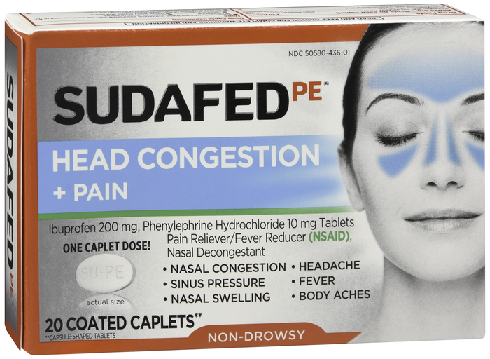 Sudafed PE Head Congestion & Pain Caplets 20ct