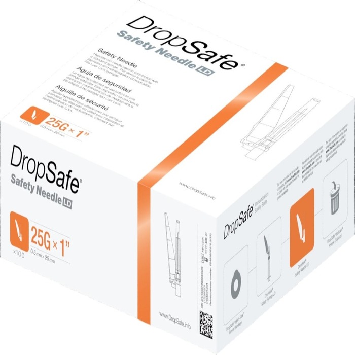 DropSafe Safety Ld 25GX1" Needle 100ct