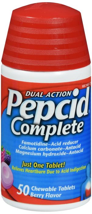 Pepcid Complete Acid Reducer + Antacid Chewable Berry Tablets 50ct