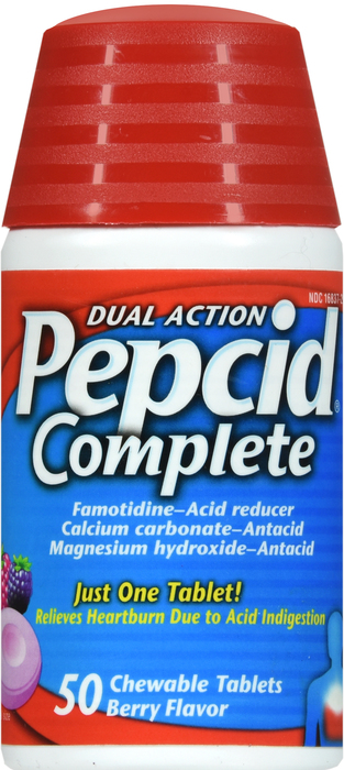 Pepcid Complete Acid Reducer + Antacid Chewable Berry Tablets 50ct