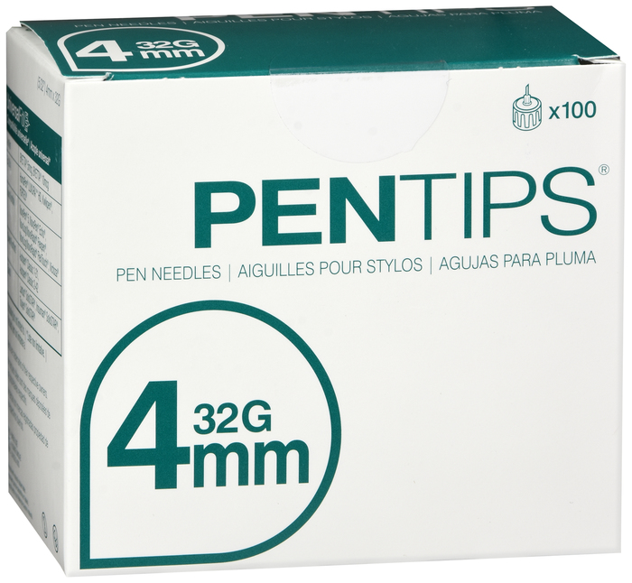 PENTIPS PEN NEEDLES 4MMX32G 100CT