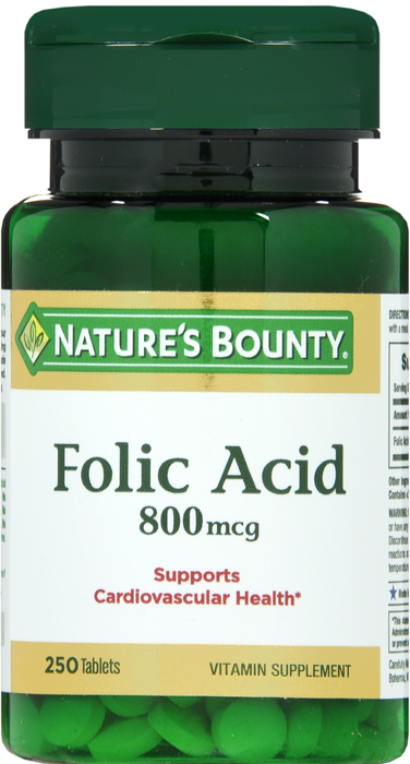 FOLIC ACID 0.8MG TABLET 250CT NAT BOUNTY