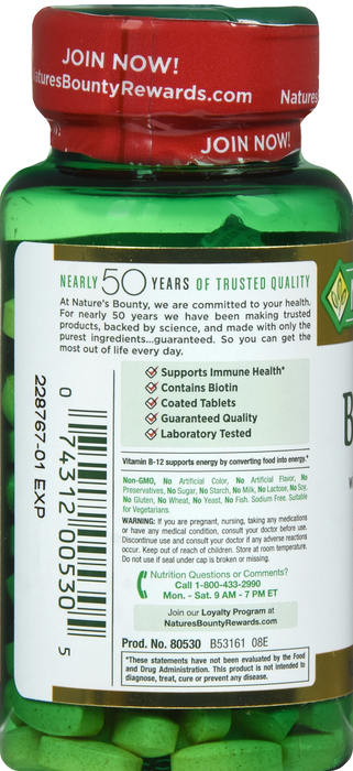 Nature's Bounty B Complex W/C Tablets 125ct