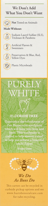 Burt's Bees Purely White Fluoride Free Toothpaste 7oz