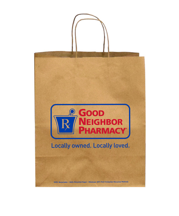 Good Neighbor Pharmacy Bag Brown With Handle 9.8X4.7X12.2 250ct