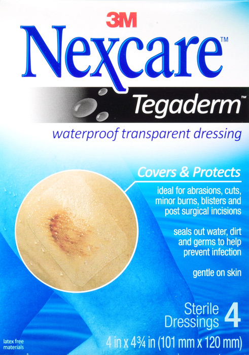 Nexcare Hospital Grade Tegaderm Waterproof Dressing 4" x 4.75" 4ct