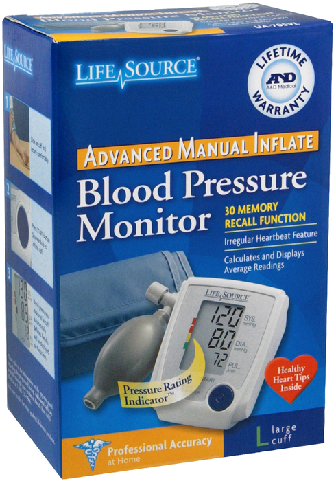 LifeSource Blood Pressure Monitor Advanced Manual Inflate L