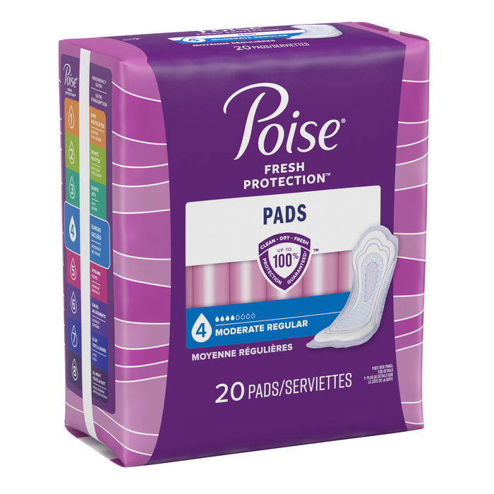 Poise Regular Length Moderate Absorbency Pads 20ct