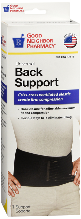 Good Neighbor Pharmacy Universal Back Support Black 1ct