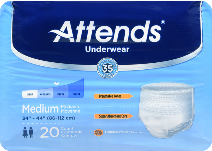 Attends Underwear Extra Moderate Absorbency Medium 20ct