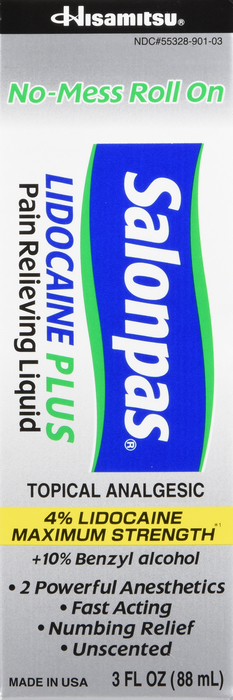 Salonpas Lidocaine Plus Pain Relieving Liquid Roll-On 3oz