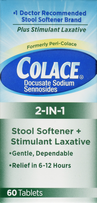 Colace 2-In-1 Stool Softener + Stimulant Laxative, Tablets 60ct