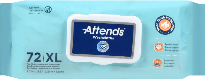 Attends Wash Cloth Convenience Pack 72ct