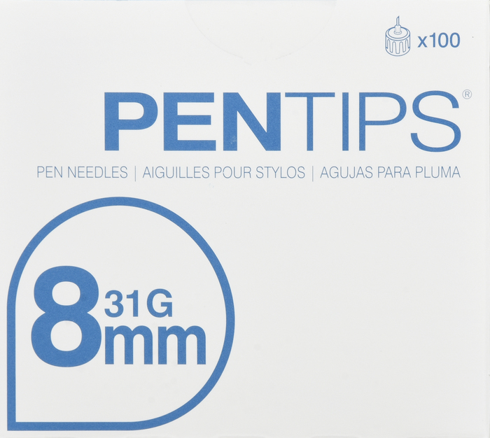 PENTIPS PEN NEEDLES 8MMX31G 100CT