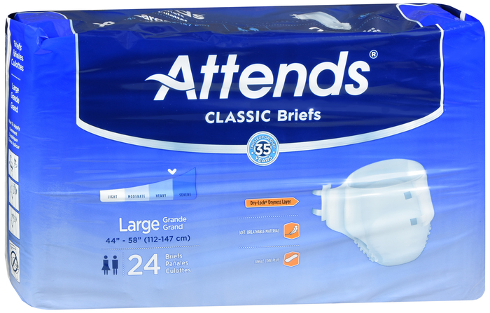 ATTENDS BRIEF BREATHABLE HEAVY ABSORBENCY LARGE 3X24CT