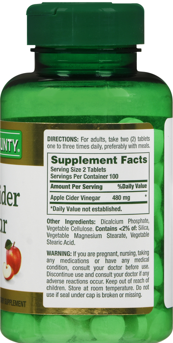 APPLE CIDR VNGR 480MG TAB 200CT NAT BNTY