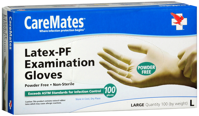 CareMates Latex-PF Exam Gloves Large 100ct