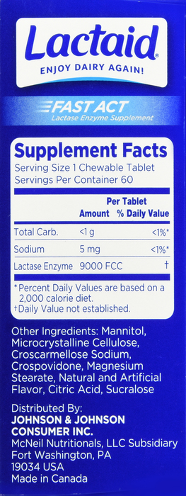 LACTAID FAST ACTING CHEW 60CT