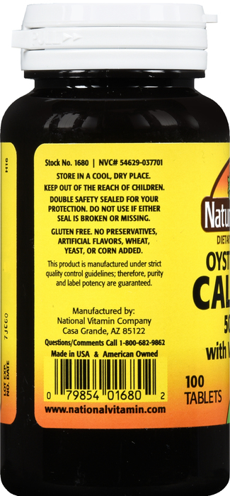 Nature's Blend Calcium Oyst+D 500mg Tablets 100ct