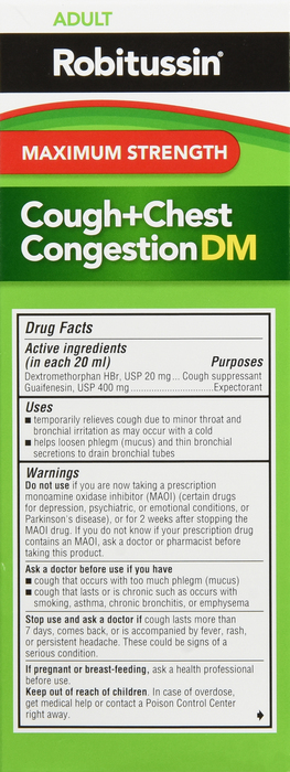 Robitussin Maximum Strength Cough+Chest Congestion DM 8oz