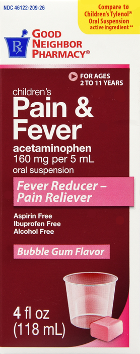 Good Neighbor Pharmacy Children's Pain and Fever Bubble Gum Liquid 4oz