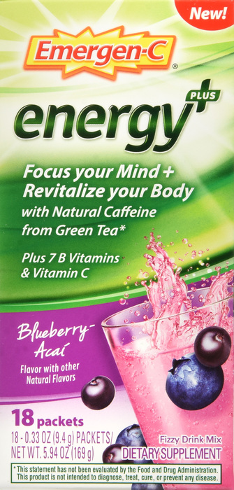 EMERGEN-C ENERGY+ BLUEBRRY ACAI PWD 18CT