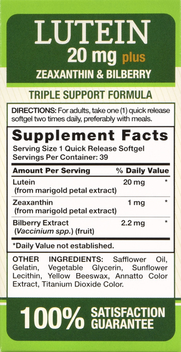 LUTEIN 20 MG SGC 39CT NAT TRUTH