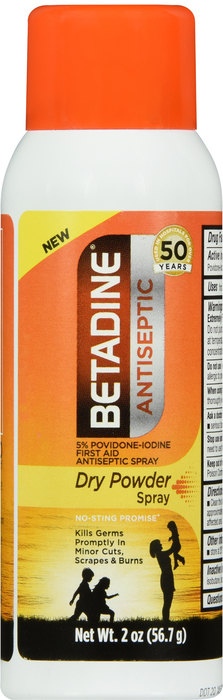 Betadine Antiseptic Dry Powder Spray 5% Povidone-Iodine 2oz