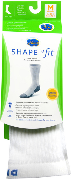 Dr. Comfort Diabetic White Crew Socks Medium 1ct