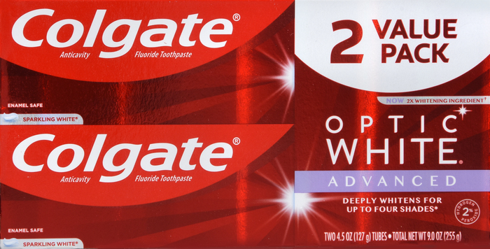 COLGATE OPTIC WHIT T/P MINT 2X4.5OZ TWN