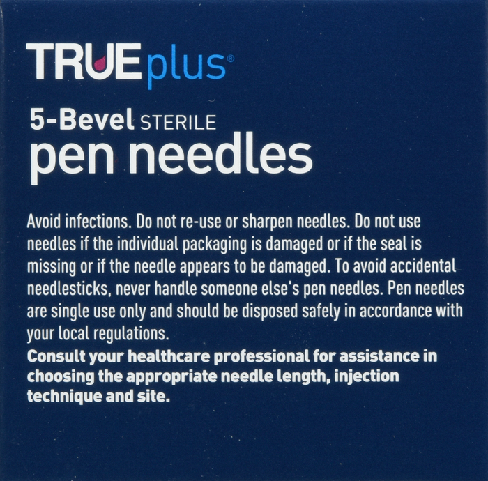 TRUEplus 5-Bevel Pen Needles 31Gx8mm 100ct