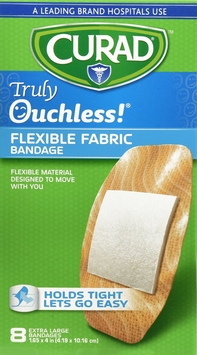 Curad Ouchless Silicone Bandages 1.625”x4” 8ct