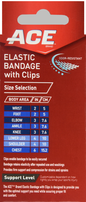 ACE 4 Inch Compression Bandage Black with Clips 1ct