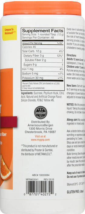 Good Neighbor Pharmacy Smooth Texture Fiber Powder Orange 48 Servings 20.3oz