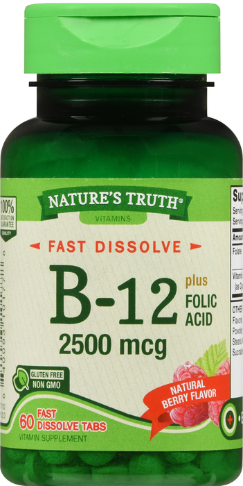 VIT B12 2500MCG +FOL FST DSL TAB 60 NAT